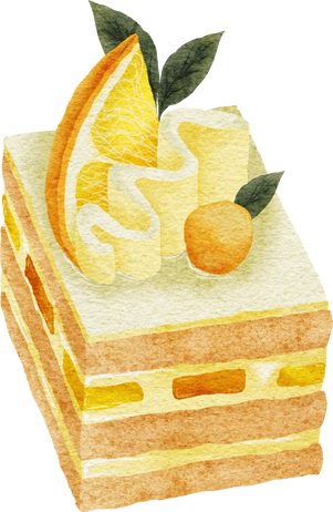 Watercolor Sweet Dessert Lemon Cake Illustration