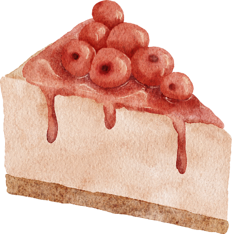 Watercolor Sweet Dessert Charry Cheesecake Illustration